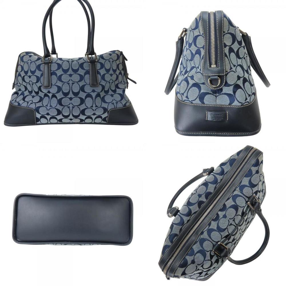 Coach handbag 6046 signature canvas leather navy blue women's COACH - Picture 3 of 11